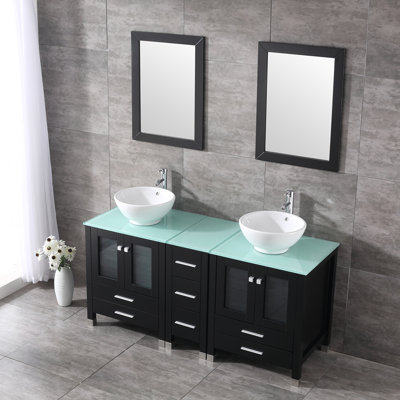 Ensemble de meuble-lavabo double 61,5 "avec miroir Nirvelli