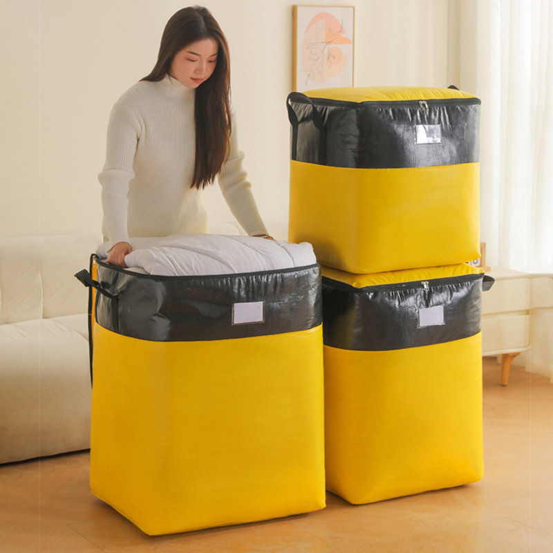  Large Moving Bags or Toy Clothes Storage Bag, Heavy Duty Storage Totes Bins with Strong Handles & Zippers for Moving, College Dorm Room Essentials, Yellow