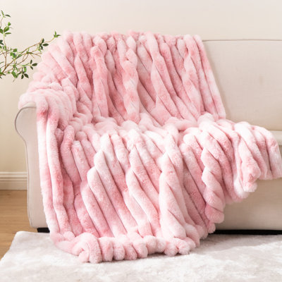 Soft Warm Rabbit Fur Blanket For Couch, Bed