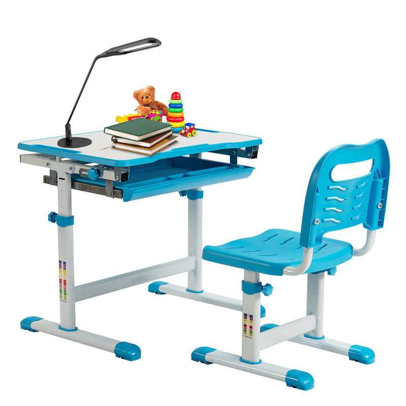 Viet Kids Rectangular Play Or Activity Table and Chair Set, Blue