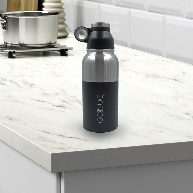 Bouteille d’eau en acier inoxydable, Noir, Le cruchon isotherme sous vide de 40 oz inclus