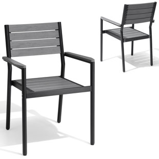 Fauteuil de salle à manger d'extérieur empilable A aluminium (Ensemble de 2)
