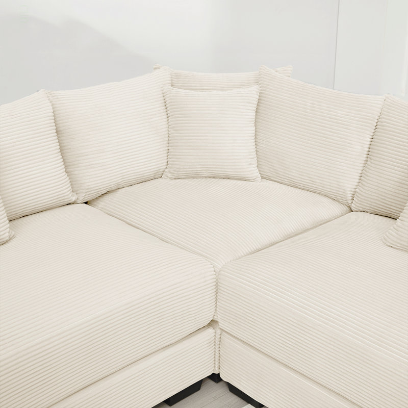 Canapé modulaire surdimensionné 54,3 po Cloud, Velours côtelé crème