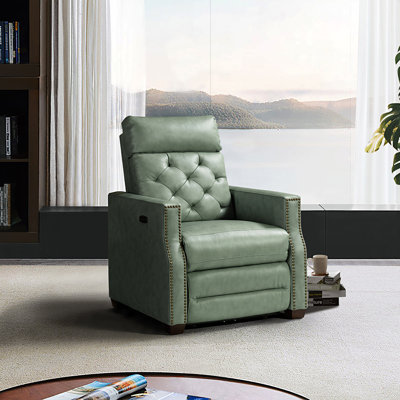 Gumesindo 31.50" Wide Genuine Leather Power Recliner