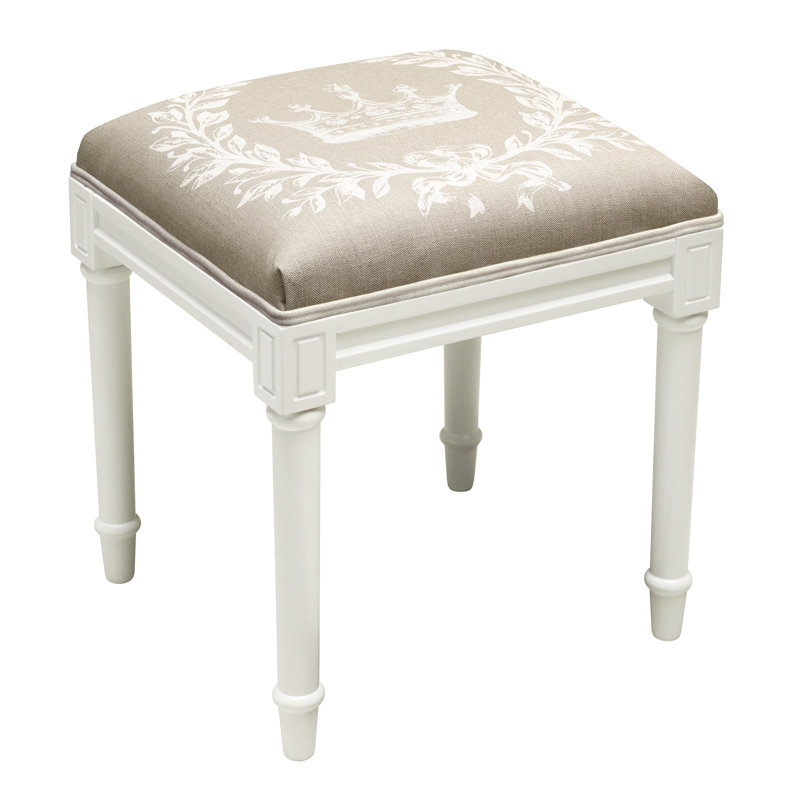 Tabouret de coiffeuse Crown, Blanc / taupe