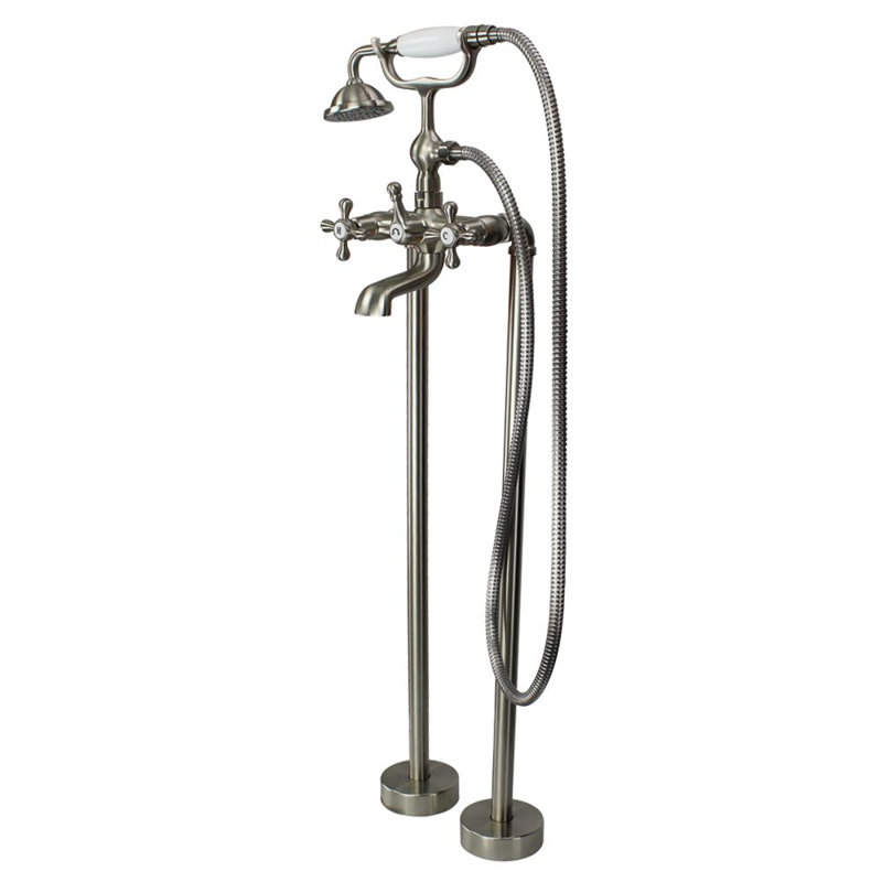 Cromwell Floor Tub Filler with Diverter, Brushed Nickel