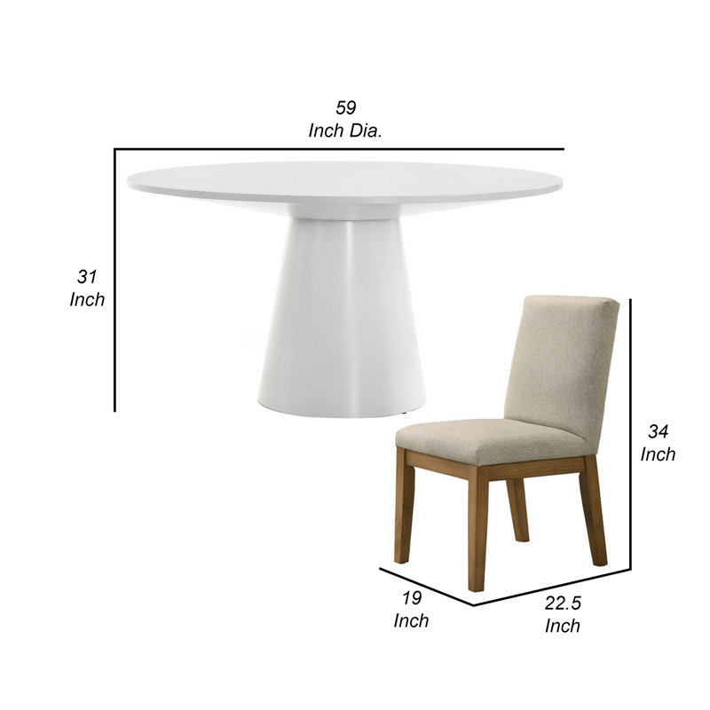 Ensemble repas pour 4 personnes Lueva, Blanc, 5, Naturel / naturel