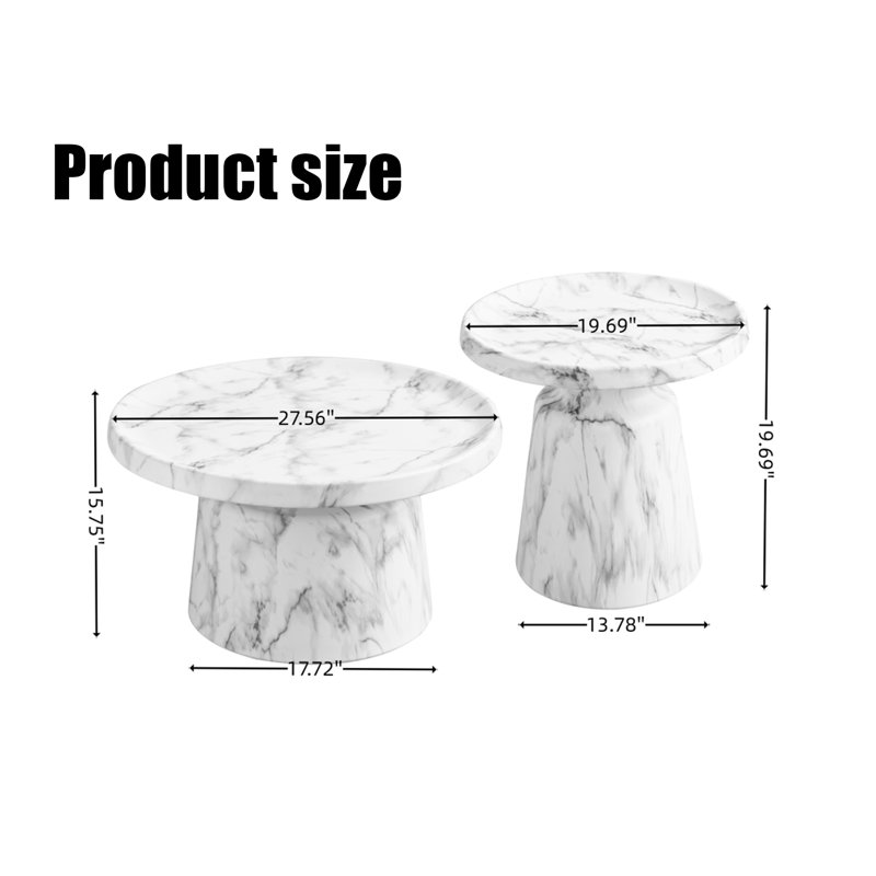 Marbed Metal End Table Set