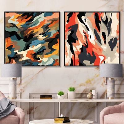 Cortlen - Ensemble de 2 collages carrés abstraits