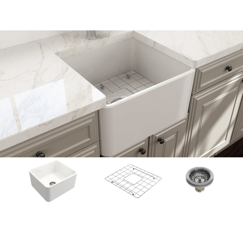 20'' L Kitchen Sink, Glossy White