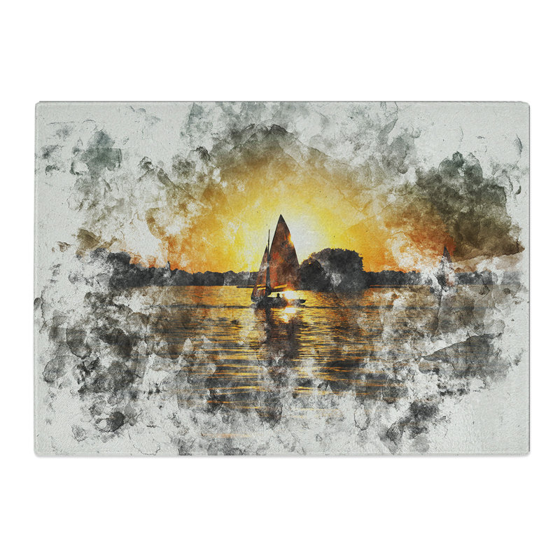 Sailing Boat Vol.4 Watercolour Chopping Board, 20cm W x 28.5cm L