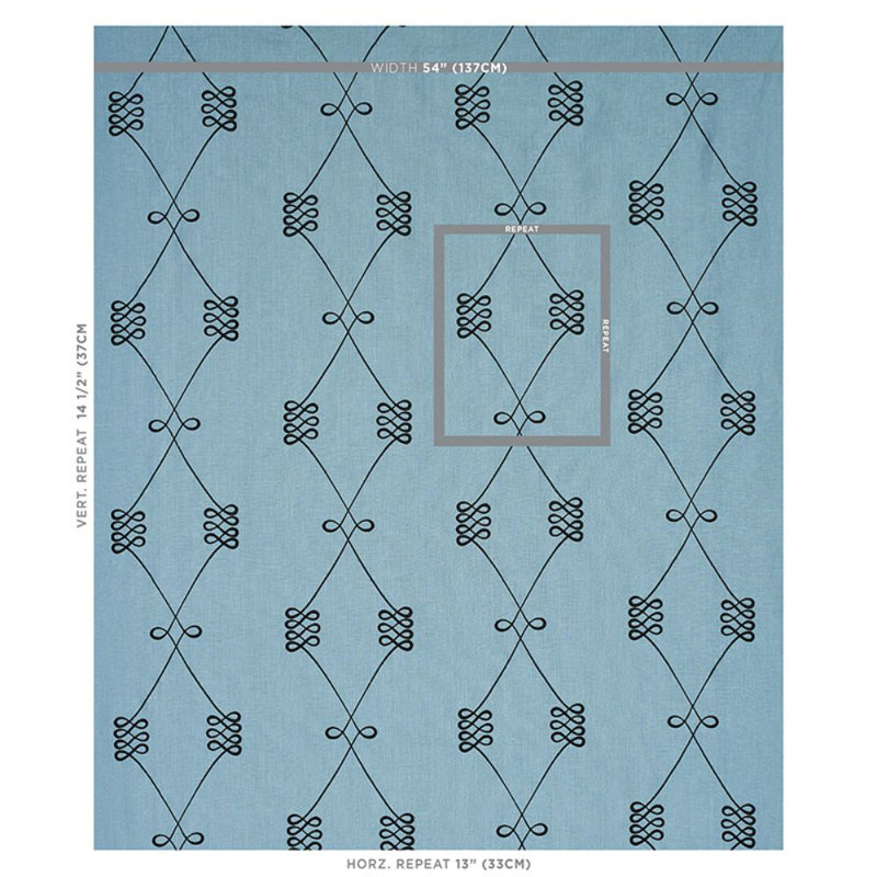 Nicolette Embroidery Fabric, Blue/ Pale Blue