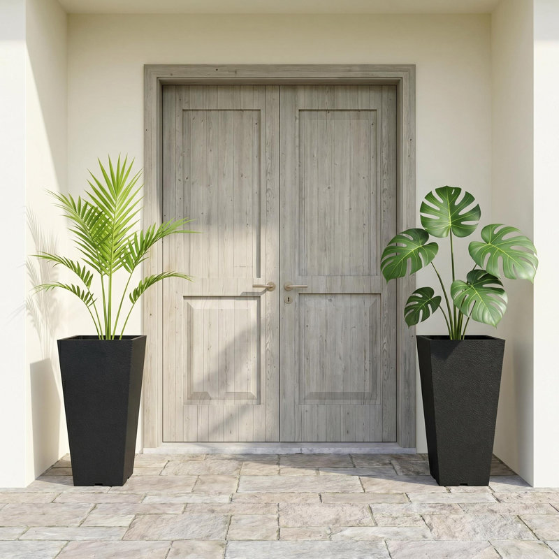 Ensemble de 2 jardinières d'extérieur hautes de 22,6 pouces résistantes aux fissures et aux rayons UV pour jardin intérieur