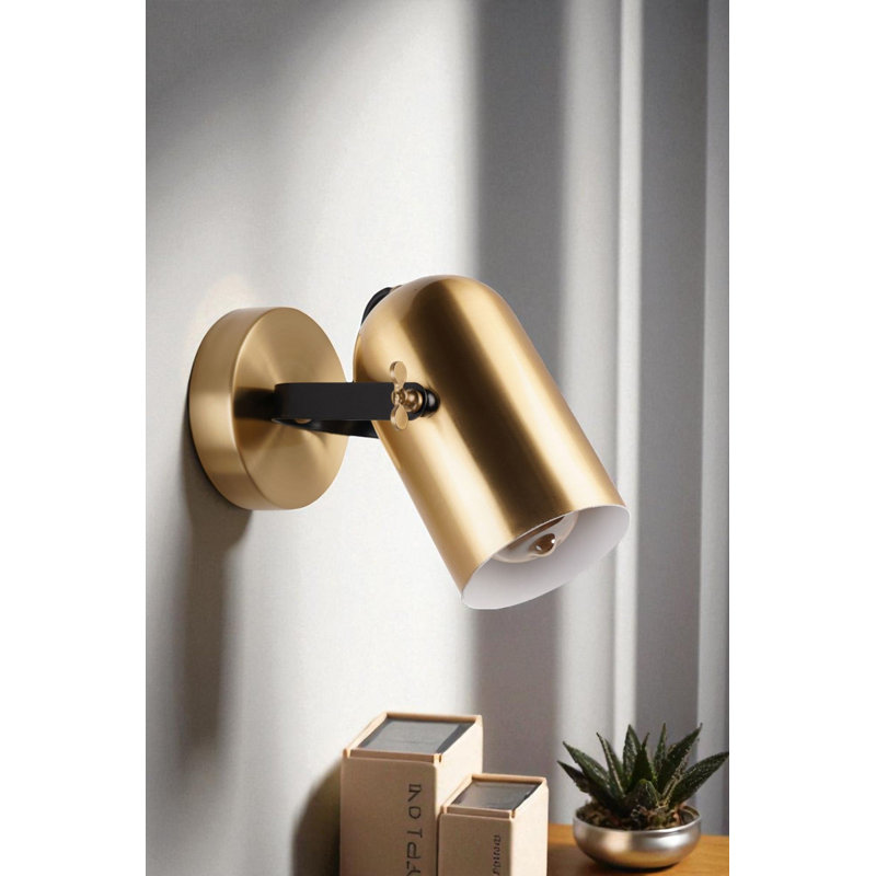 Gold Wall Lamp, Metal Body, 11 x 7.1 inches | E27 Socket, Max 40W | Elegant Design for Living Room & Bedroom | IP20 Rated, Stylish & Functional Lighting Fixture, Base Plate: 4.7 x 1.2 inches, Bulb Not Included