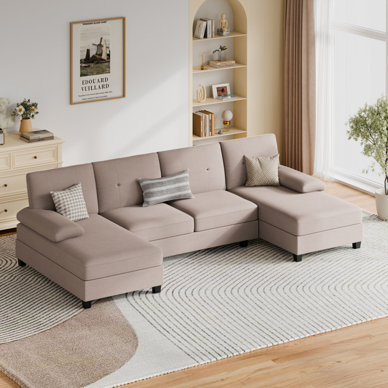 Canapé modulaire 3 pièces pour salon, Brun clair