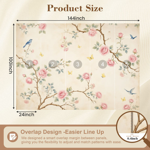 Red Barrel Studio Modern Peel and Stick Wallpaper Vintage Floral Rose ...