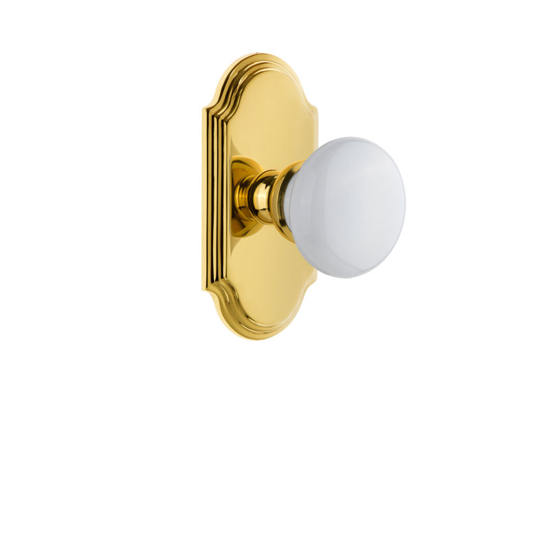 Double mannequin Grandeur Arc Plate avec bouton de porte Hyde Park, Laiton poli