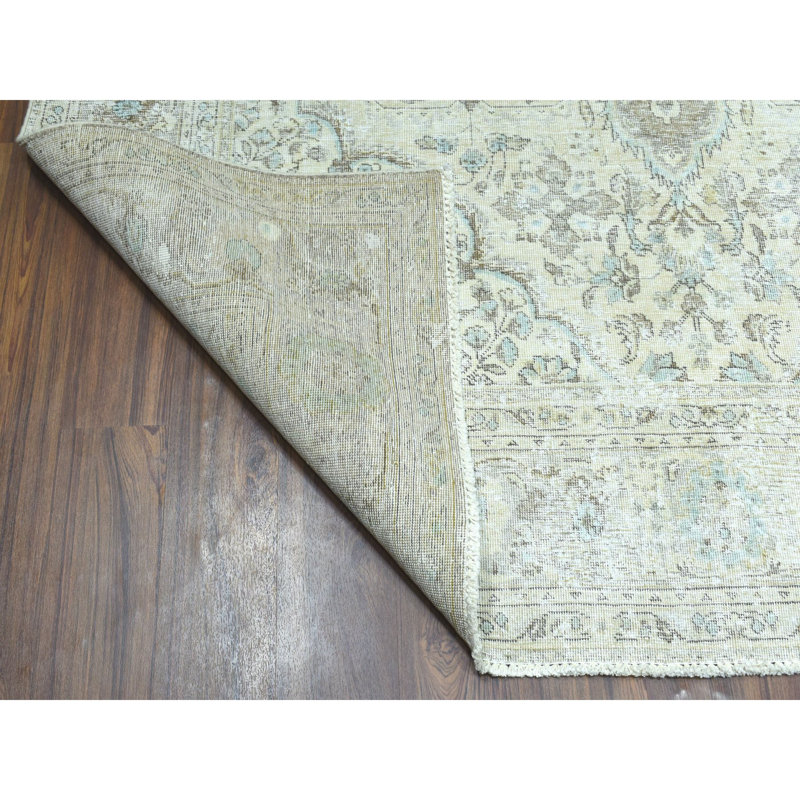 Tapis de zone en laine 6 pi 8 po x 9 pi 8 po noué la à la main one-of-kind Treport
