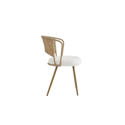 Chaises de salle à manger en osier - Ensemble de 2 pièces - Chaise de cuisine de style ferme avec dossier en rotin rembourré, 2 pièces