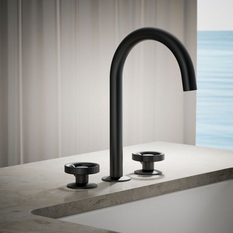 Components Deck-Mount Bath Faucet Handles With Industrial Design, Brushed Graphite