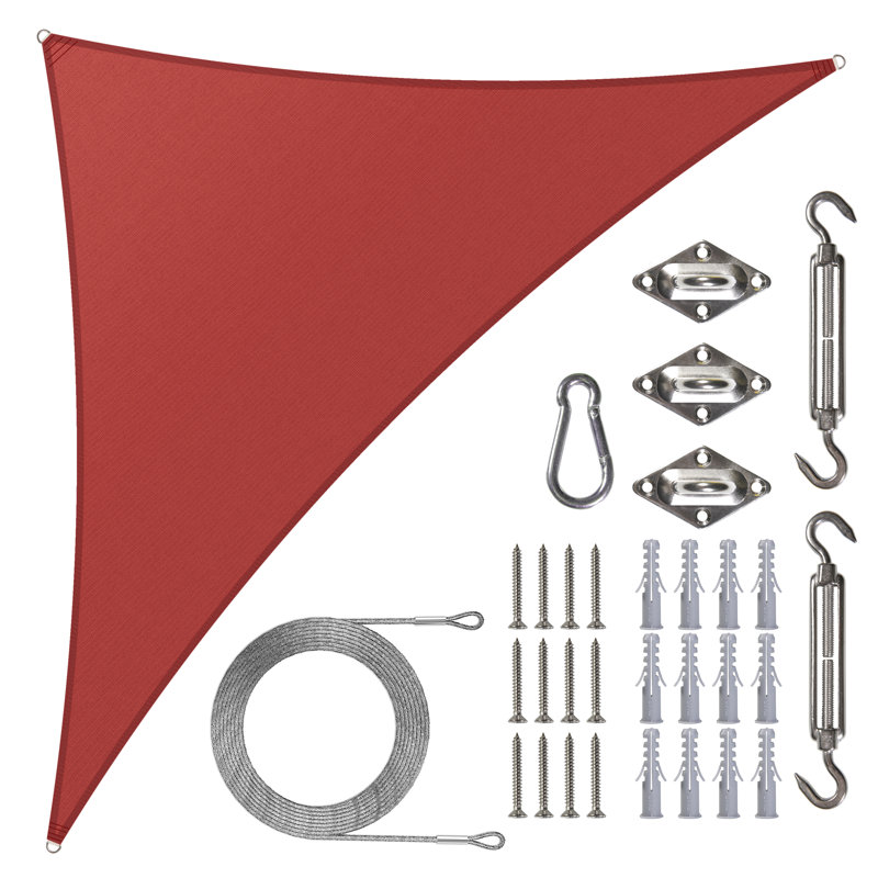 Toile d'ombrage triangulaire Colourtree avec trousse de quincaillerie et cordes_1, Rouge, 16 pi x 16 pi x 22,6 pi