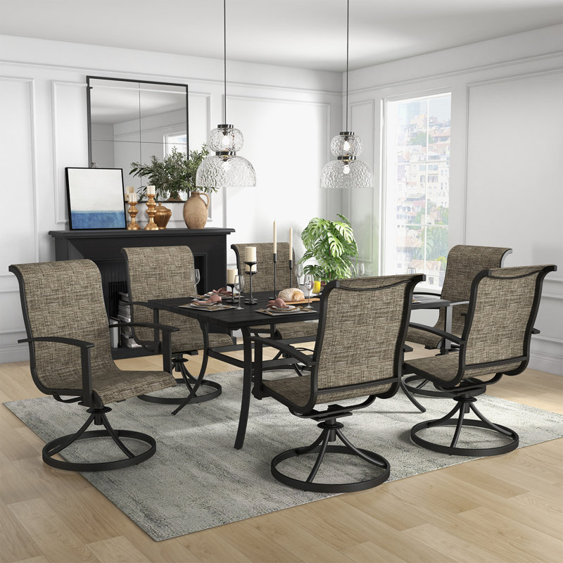 Errik 6 - Person Trestle Dining Set, Mixed Coffee