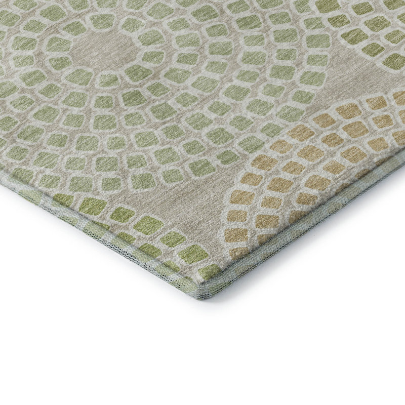 Premium Machine Washable Prisco Aloe Rug, Round 8'