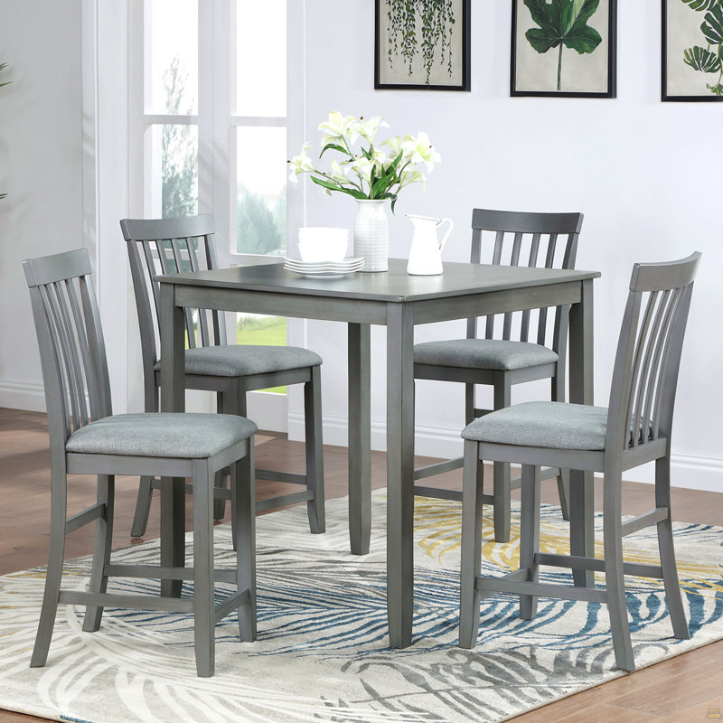 Table de salle à manger en bois carrée, table de cuisine pour petit espace, table de comptoir pour 4 personnes, gris, Only The Table