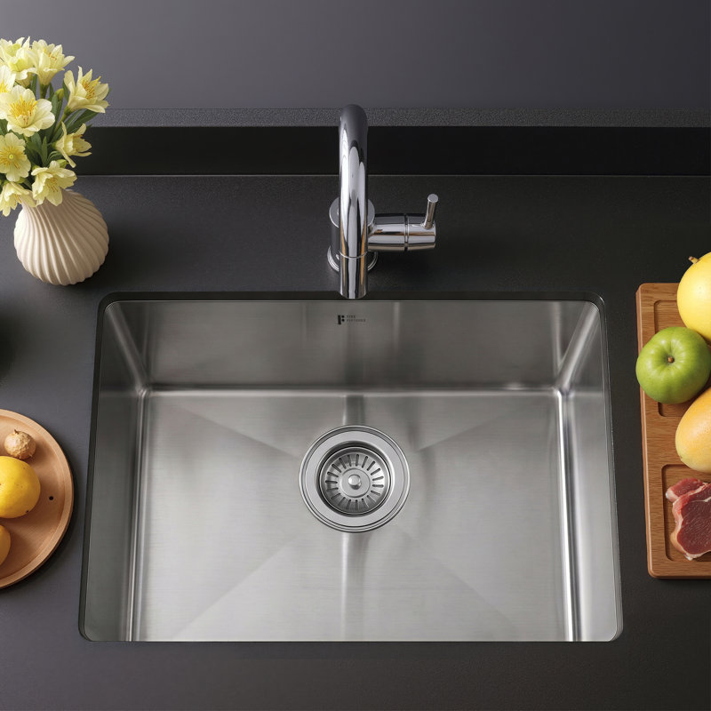 Évier de cuisine Fine Fixtures à encastrer sous plan, rayon zéro, en acier inoxydable de calibre 16, 1