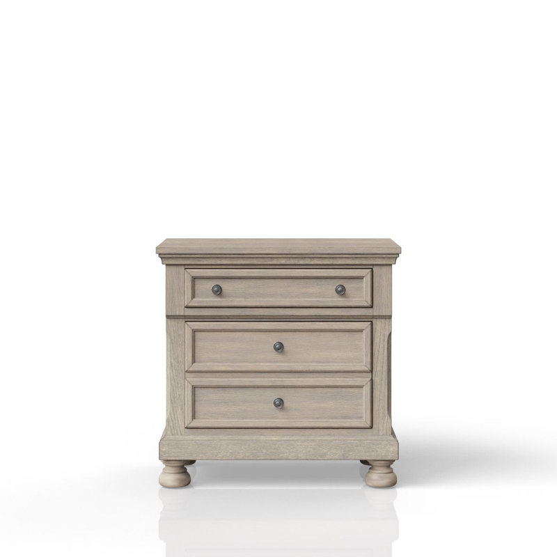 Table de chevet deux tiroirs gris antique