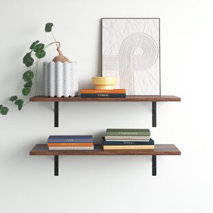 16.9 in. W x 5.8 in. D Dark Brown Wood Floating Shelves with