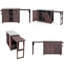 Îlot de cuisine 78,3 po avec plateau en acier inoxydable - Table de préparation pliante pour barbecue et rangement pour poubelle - Chariot de barbecue sur roulettes 100% bois massif - Noir-558034739