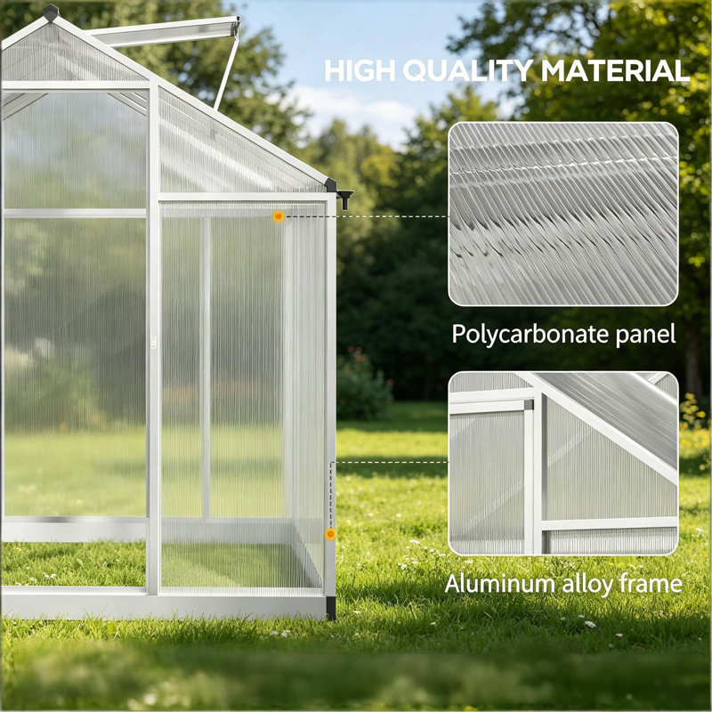 Serre d'hiver en polycarbonate avec évent pour toiture et gouttière H 8 pi x l 6 pi Winter