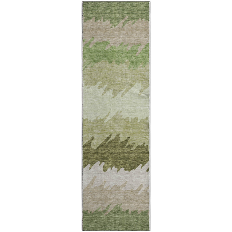 Premium Machine Washable Tweedy Green Rug