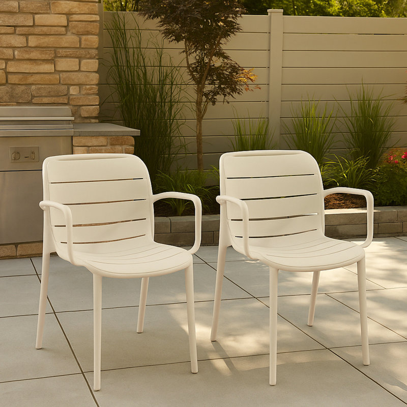Fauteuils empilables Patioflare, crème, paquet de 2, Blanc
