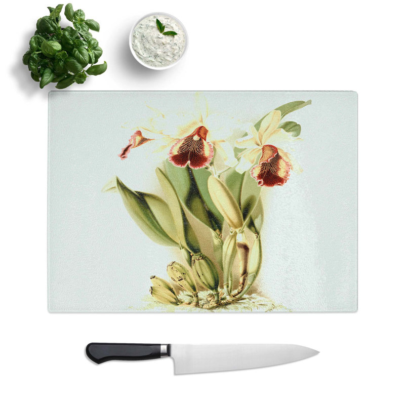 Glass Magnolia Flowers Illustration Tab.5 by Frederick Sander Chopping Board, 28.5 cm W x 20 cm L