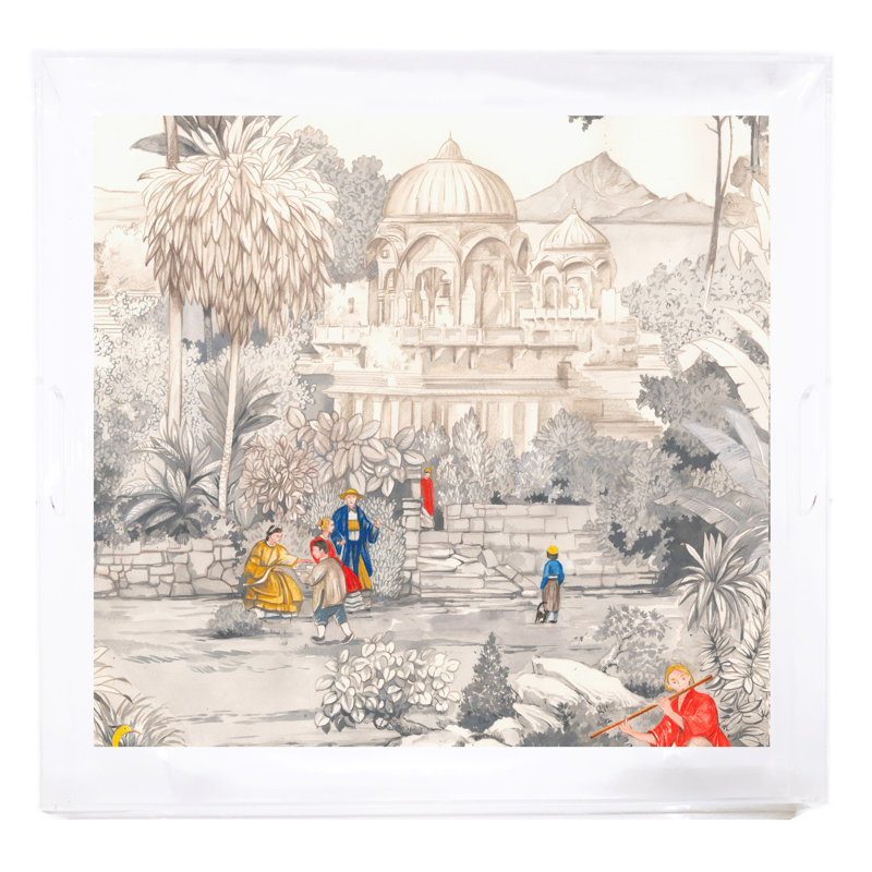 Plateau décoratif carré India, 18"W x 18"D x 2"H