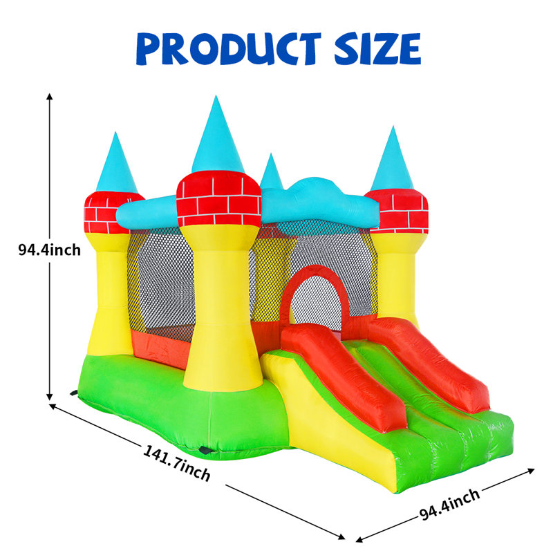 GOOSH Inflatable Bounce House with Slide and Air Blower, 94.4" H x 141.7" L x 94.4" D
