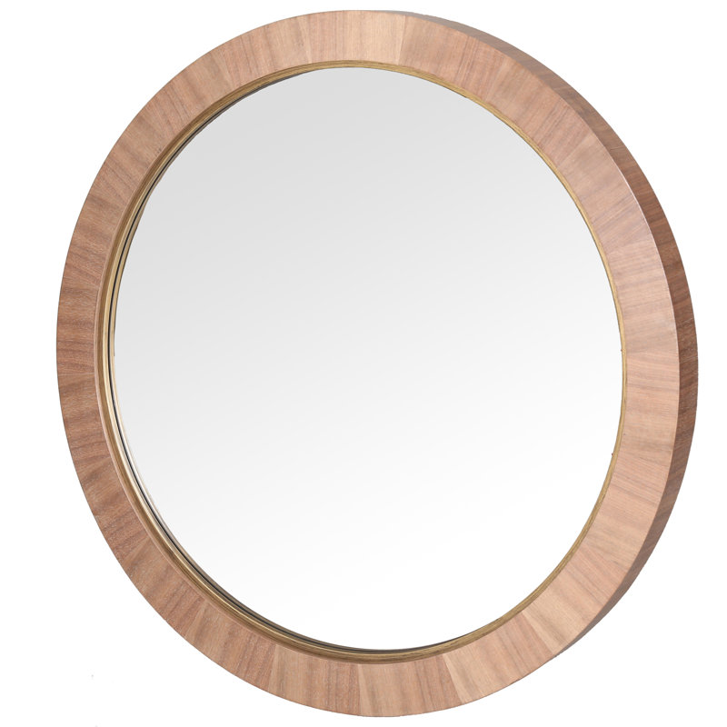 Paulson Round Wood Mirror, Walnut