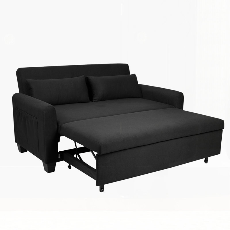 Oversized 61'' Convertible Sleeper Sofa Bed, Black