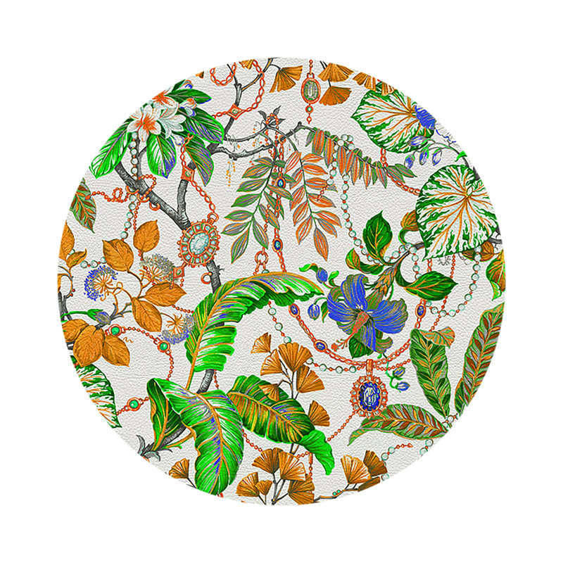 Plumeria Natural Pebble 16" Vinyl Placemat, Tangerine