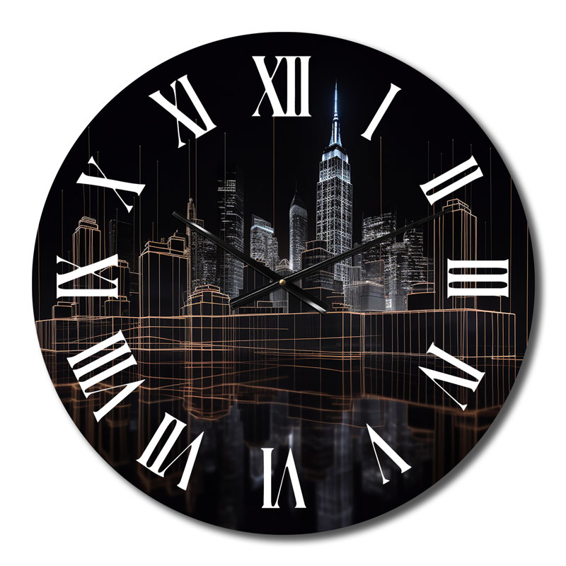 3D Cityscape New York Future Architecture III Wall Clock, Medium