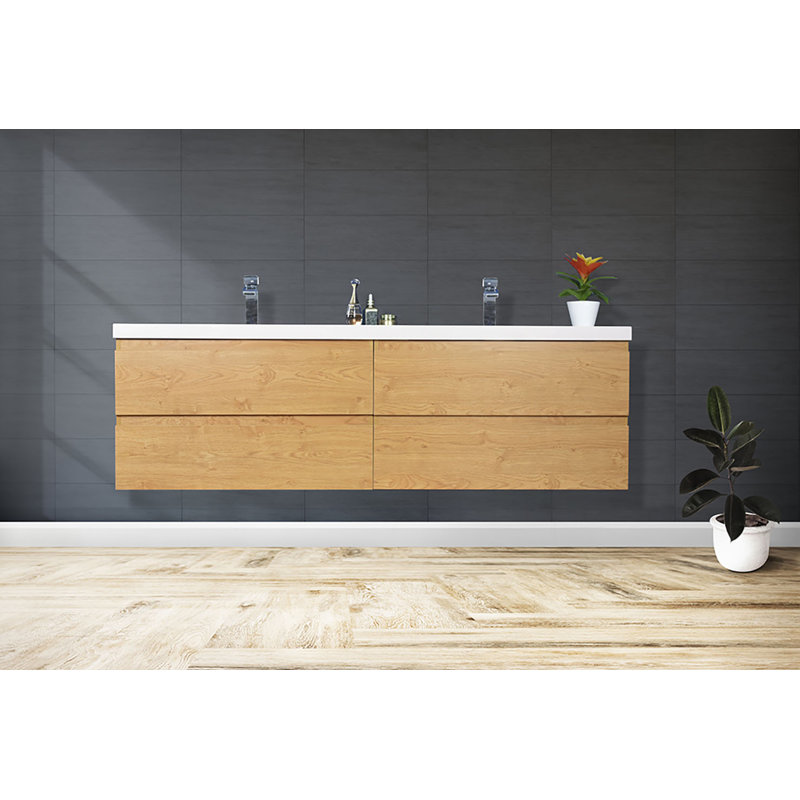 Drason Double Bathroom Vanity with Top, English Oak