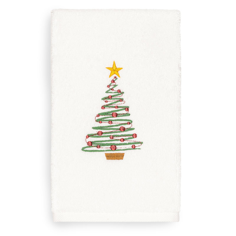 Débarbouillette en coton turc brodée Luxury Christmas, Blanc