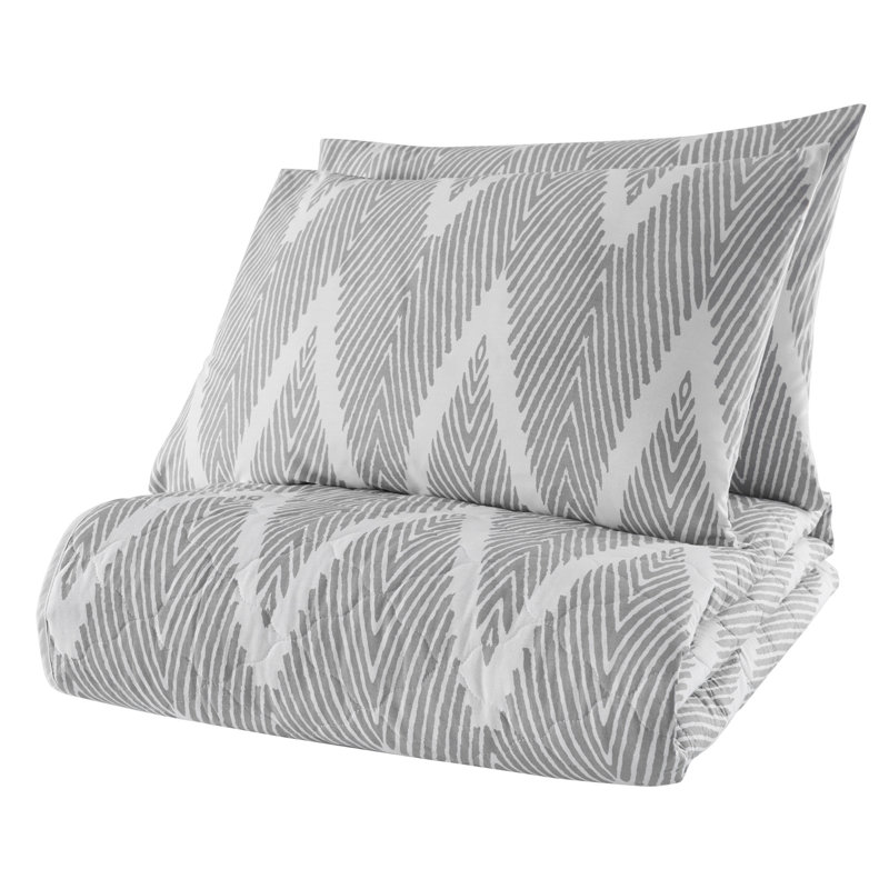 Ensemble de couvre-lit / couvre-lit 100% coton 3 pièces gris Tanisha
