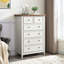 Commode 6 tiroirs beige - Unité de rangement spacieuse avec armoire à poignées fleuries rétro pour 6 tiroirs