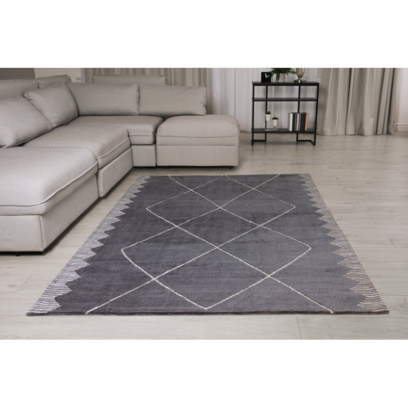 Clemones Diamond Black Area Rug, Rectangular 200 x 290cm