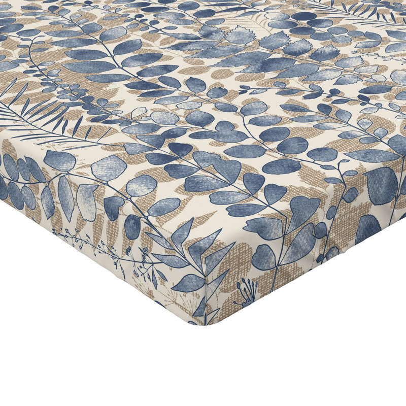 Drap-housse Ambesonne, Bleu ciel foncé / motif floral brun, Drap-housse très grand californien