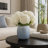 Decorative Round Glass Table Vase Home Tabletop Decor - Textured Tall Flower Vase Accent for Living Room or Bathroom Display - Blue-828060291