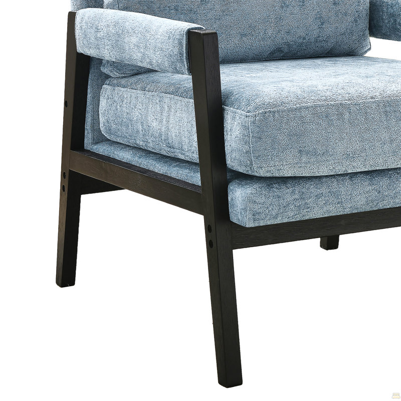 Fauteuil d'appoint rembourré en chenille moderne, bleu, Bleu